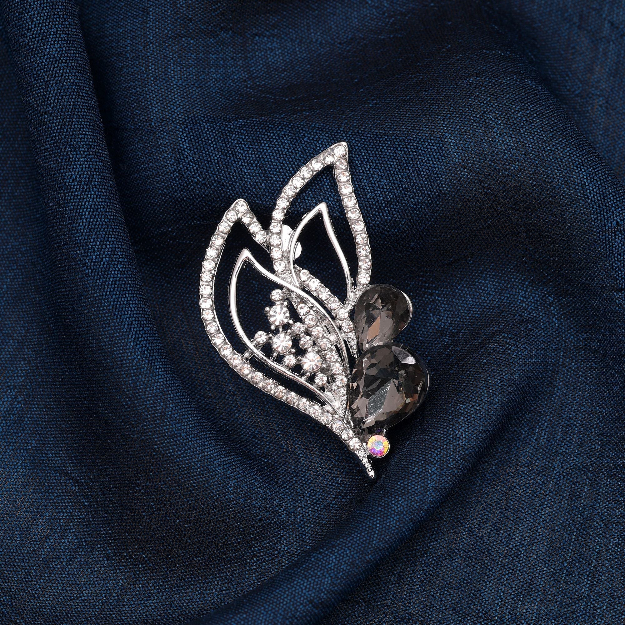 Black Color Leaf Design Brooch Nature Inspired Design