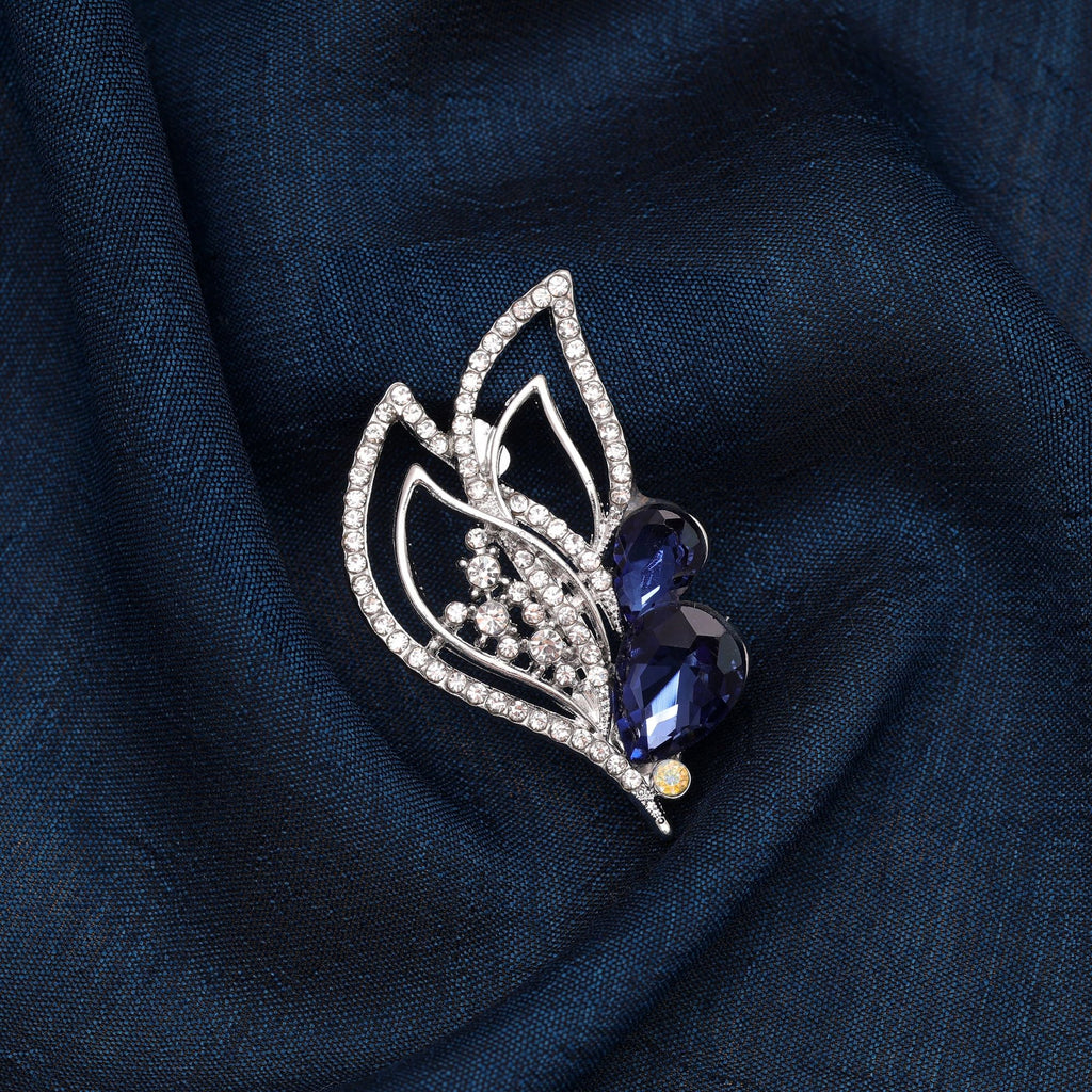 Blue Color Leaf Design Brooch Stylish Leaf Motif