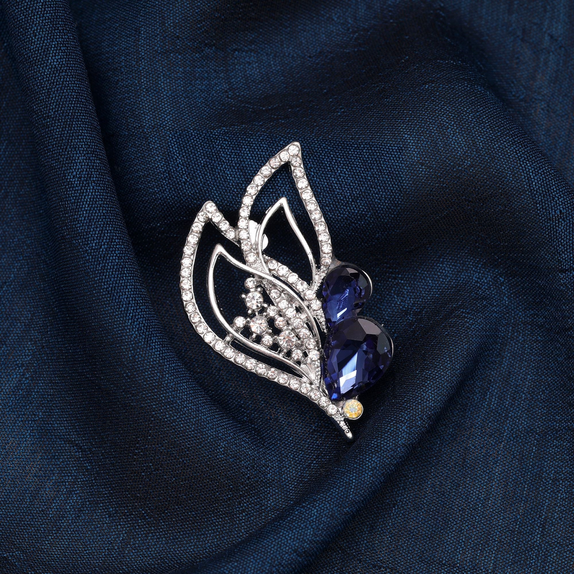 Blue Color Leaf Design Brooch Stylish Leaf Motif