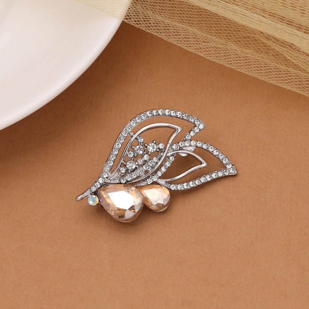 Light Yellow Color Leaf Design Brooch Elegant Style
