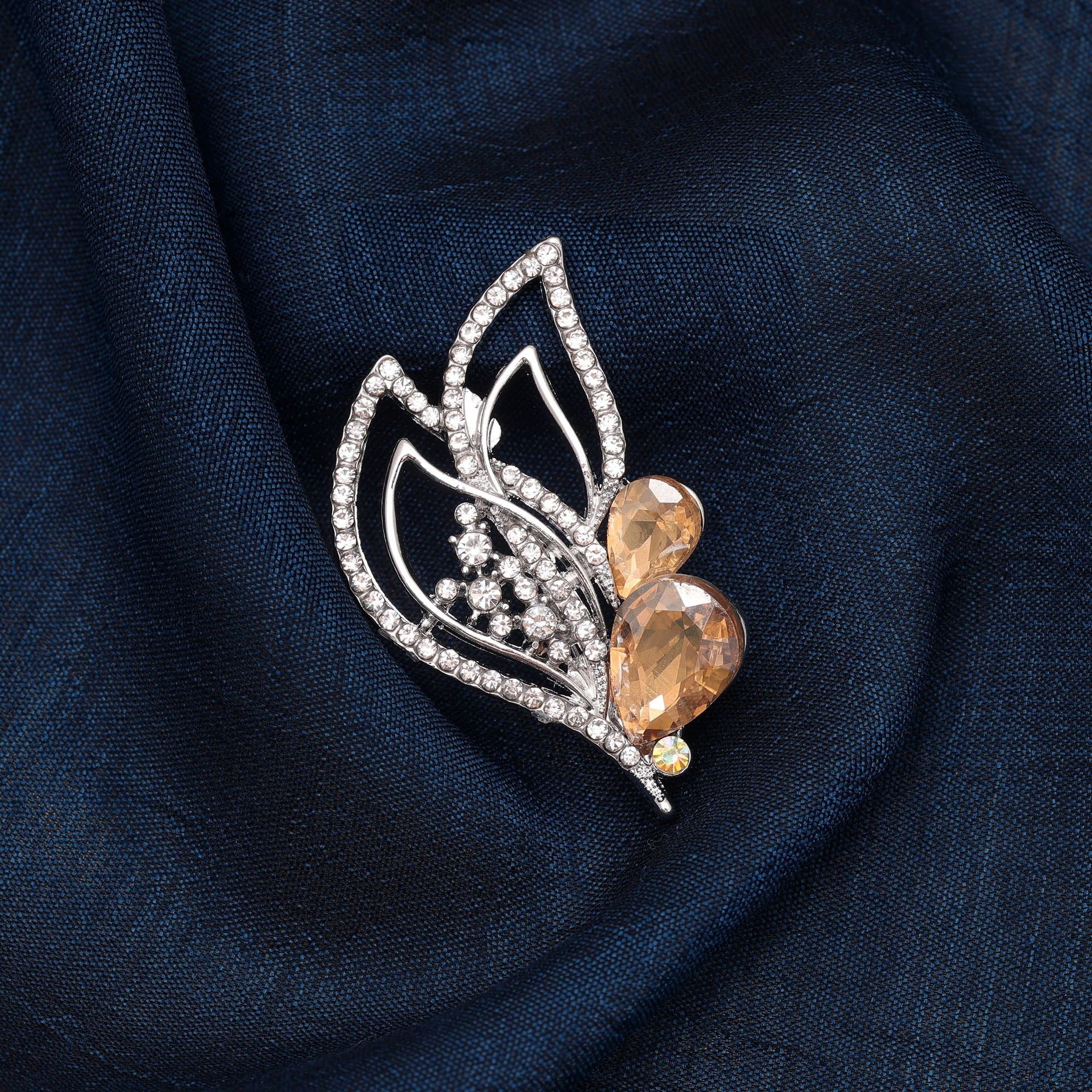 Light Yellow Color Leaf Design Brooch Elegant Style
