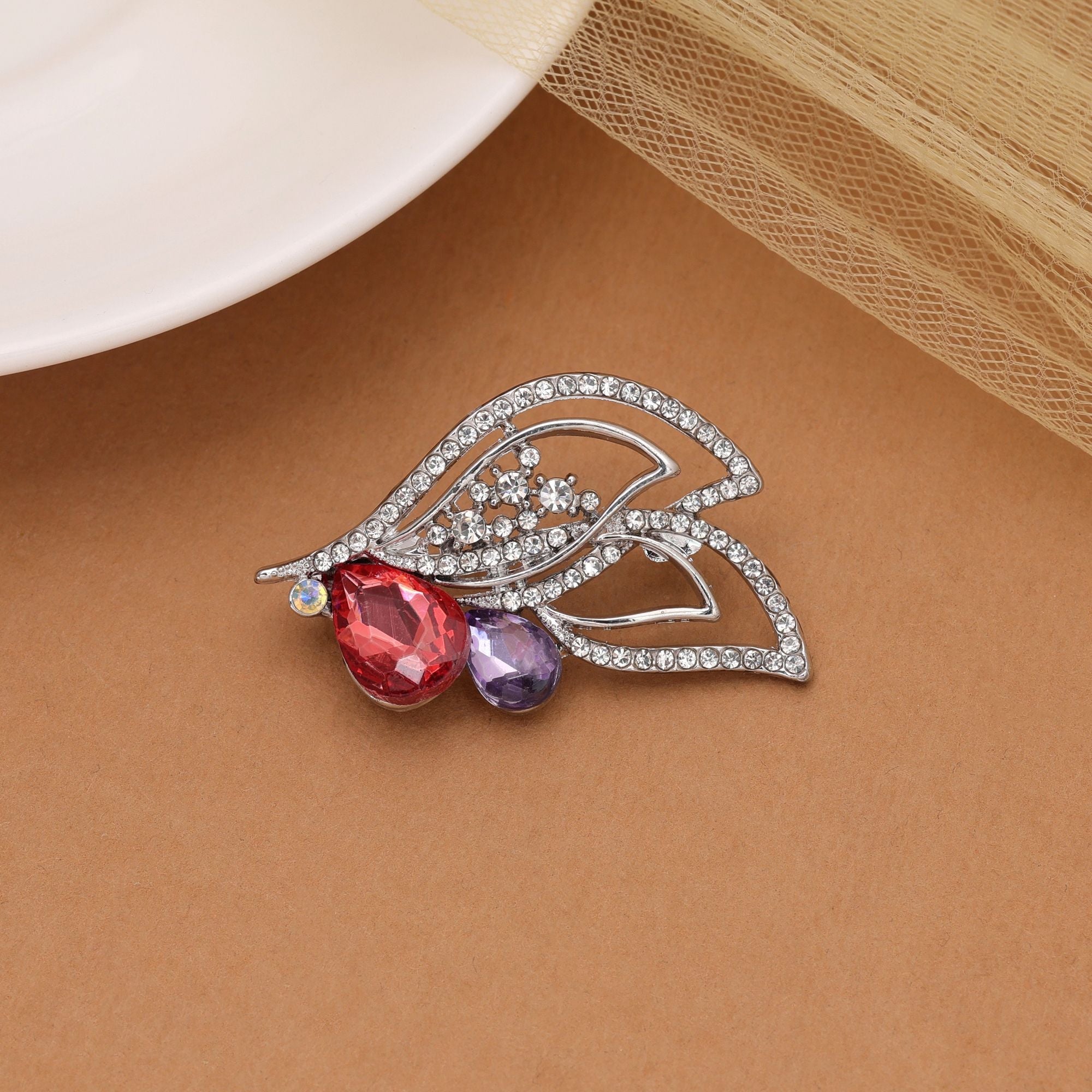 Multi Color Leaf Design Brooch Modern Fashion Look