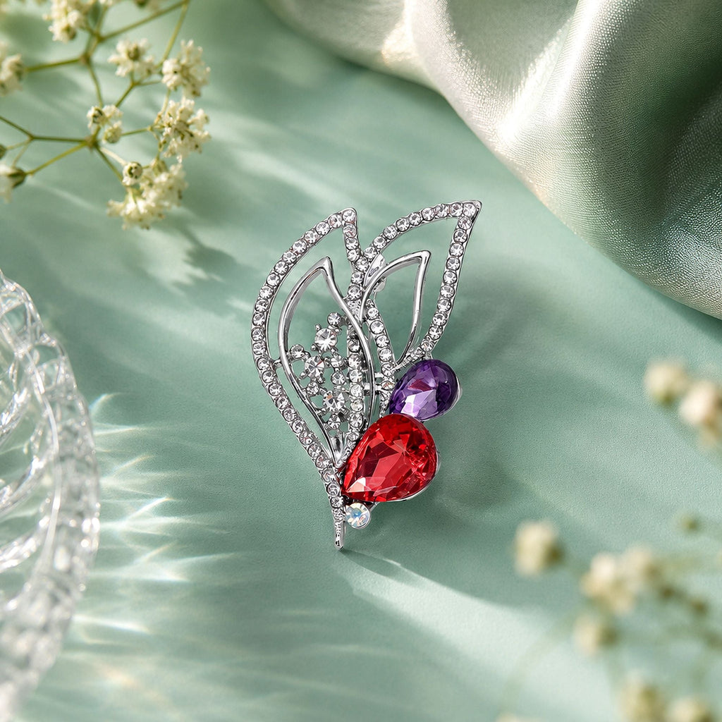 Multi Color Leaf Design Brooch Modern Fashion Look