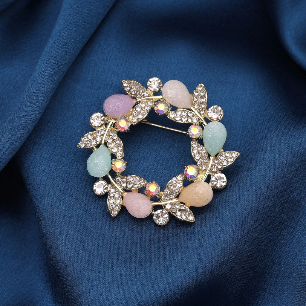 Multi Color Floral Design Brooch Modern Style