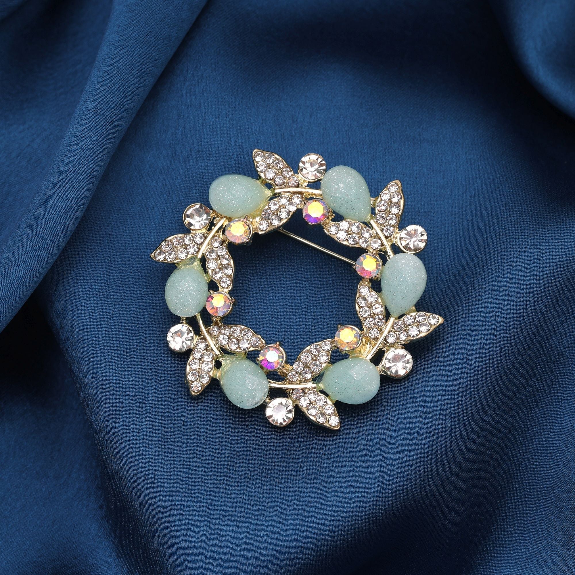 Pastel Green Color Floral Design Brooch Trendy Wear
