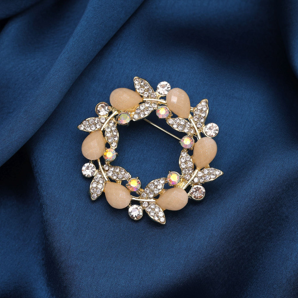 Pastel Orange Color Floral Design Brooch Premium Look