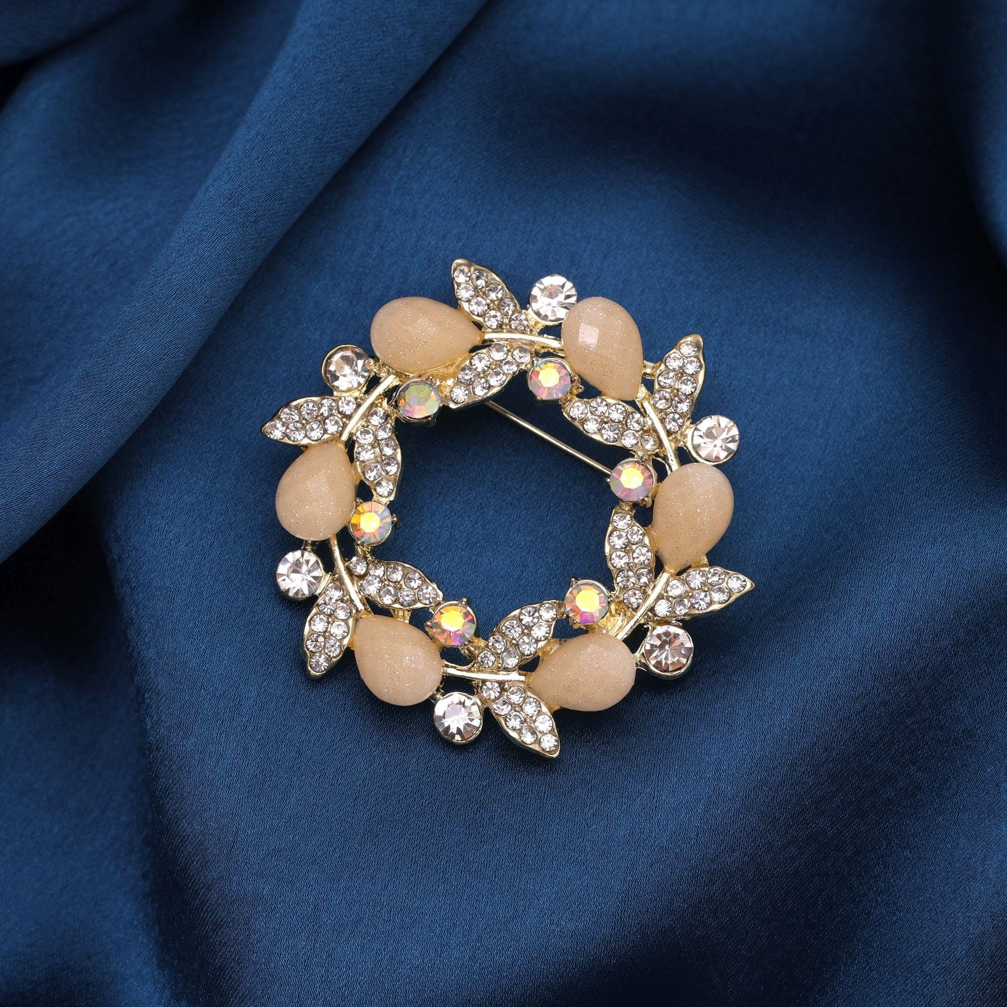 Pastel Orange Color Floral Design Brooch Premium Look
