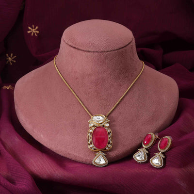 Rani Color Gorgeous Ethnic Look American Diamond Necklace Set For Brides And Women