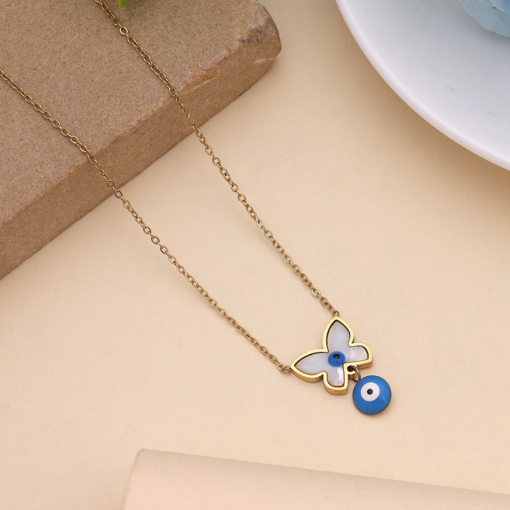 Blue Color Evil Eye Anti Tarnish Necklace