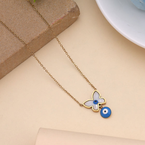 Blue Color Evil Eye Anti Tarnish Necklace