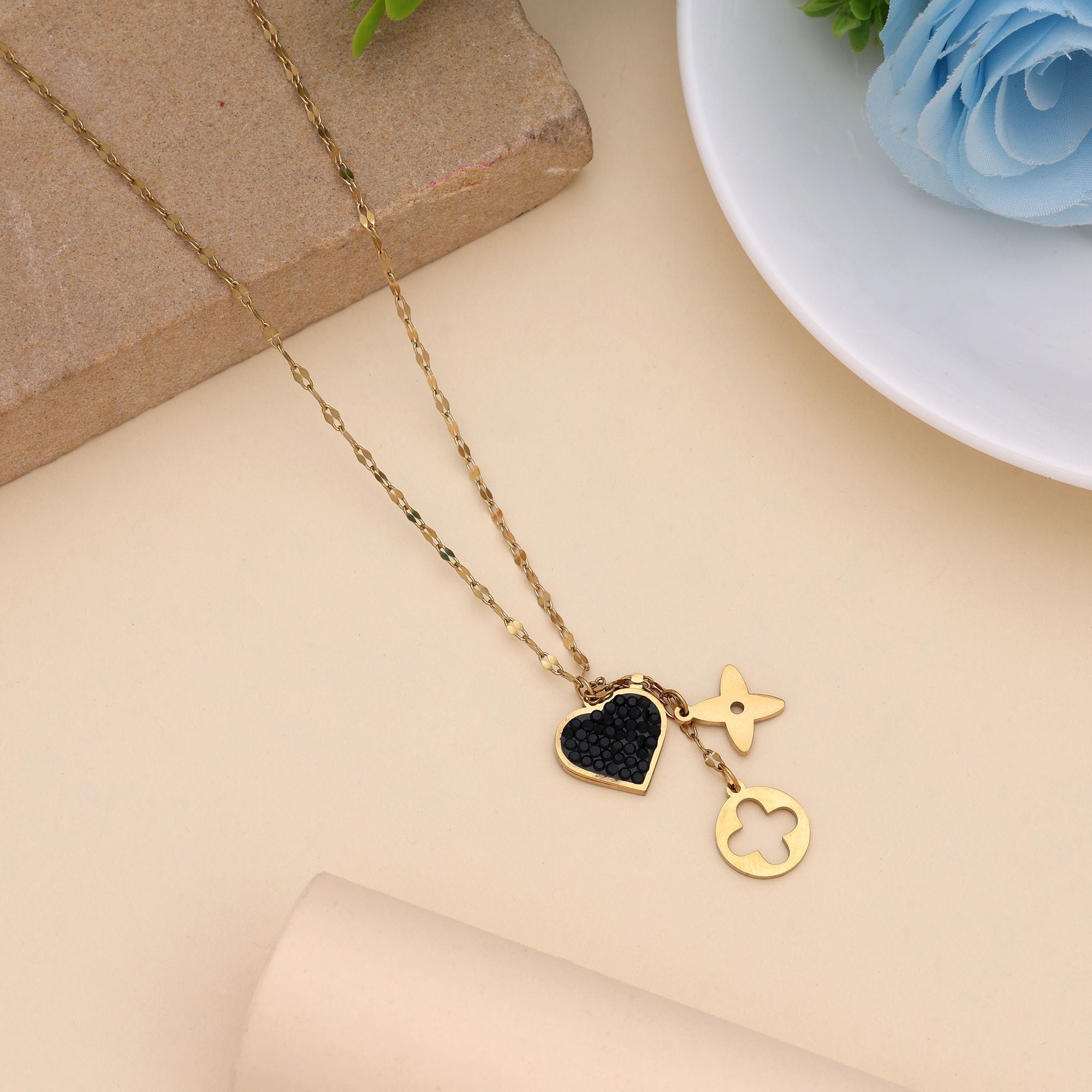 Black Color Stainless Steel Anti Tarnish Necklace