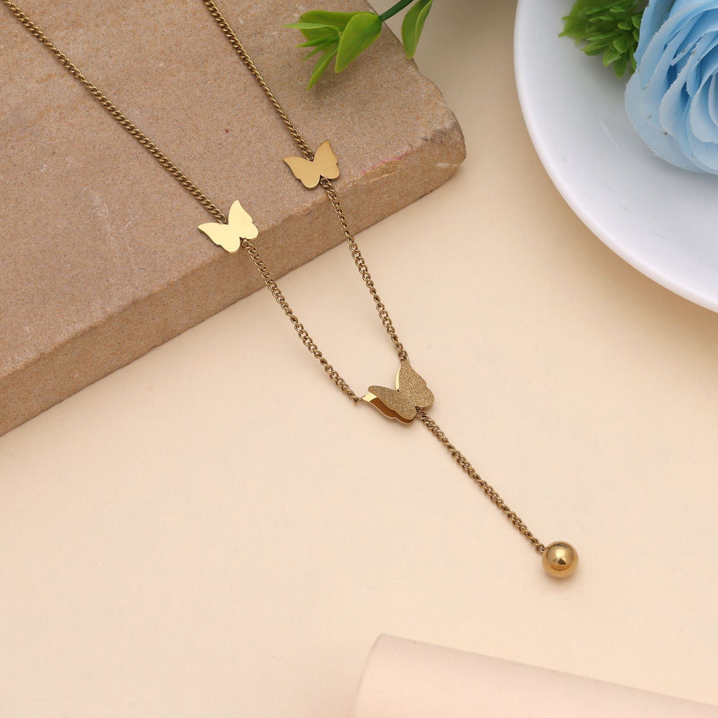 Gold Color Butterfly Design Anti Tarnish Necklace
