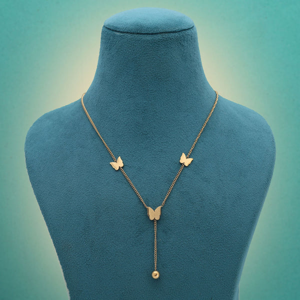 Gold Color Butterfly Design Anti Tarnish Necklace