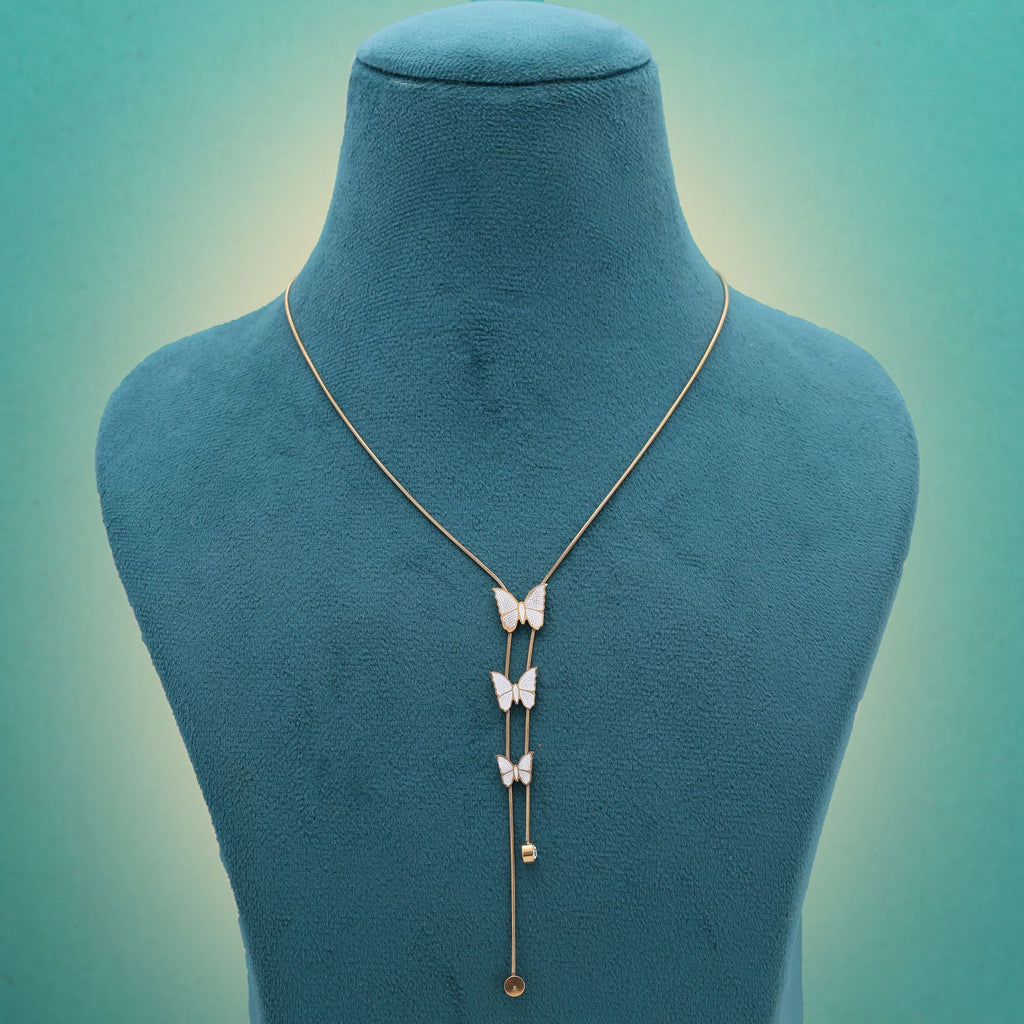 White Color Butterfly Design Anti Tarnish Necklace