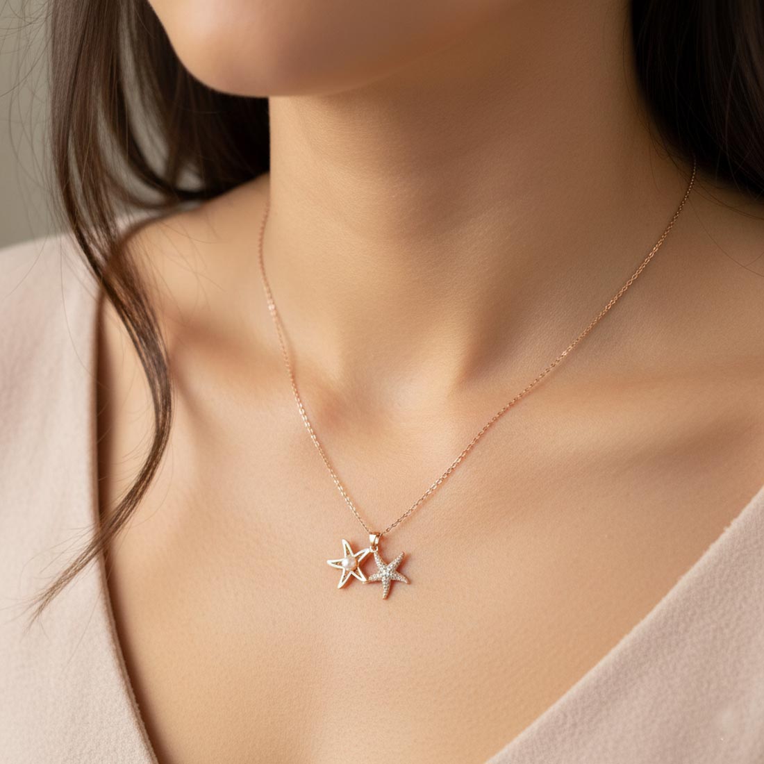 Rose Gold Anti Tarnish Necklace Set