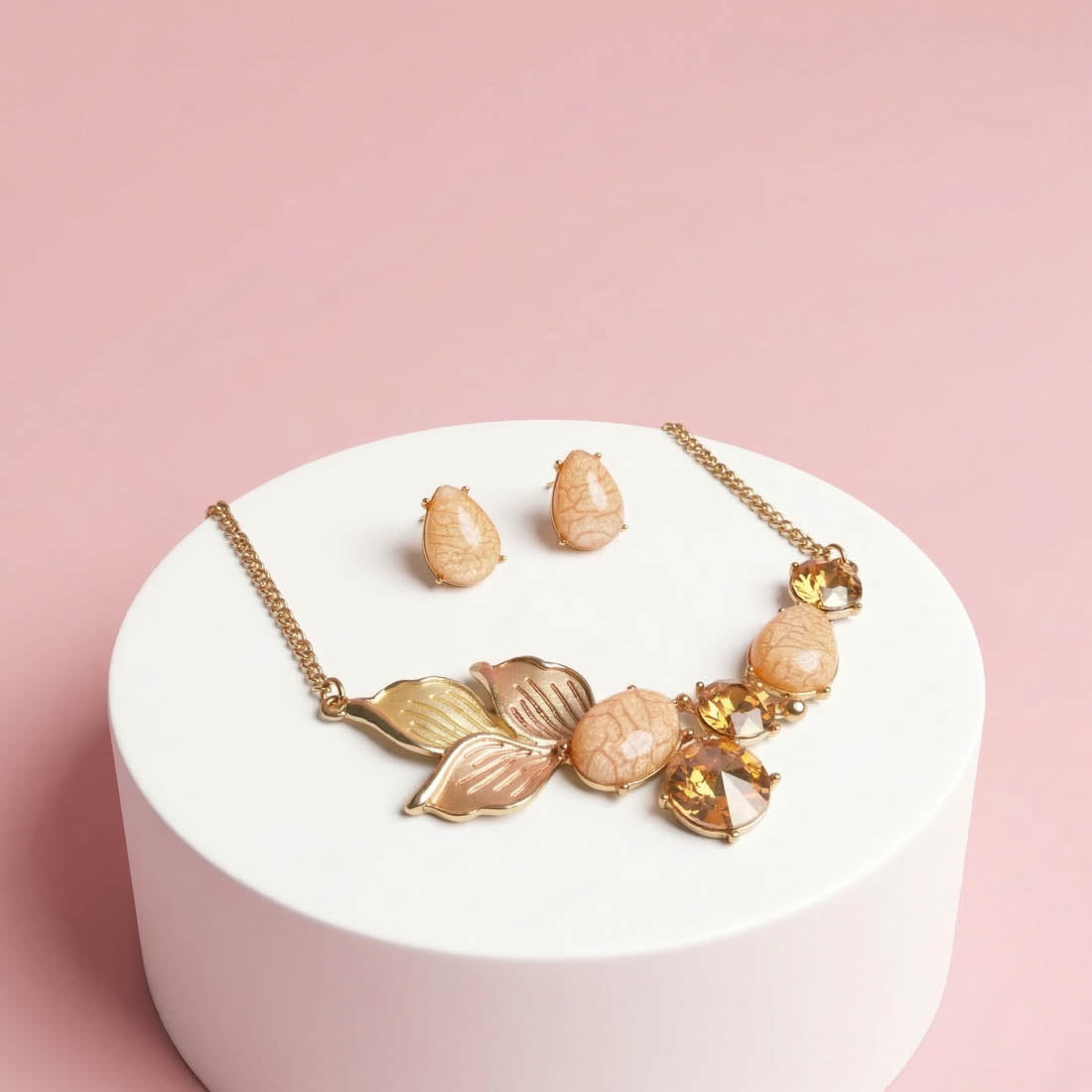 Gold Color Anti Tarnish Necklace Set Classic Elegant Shine