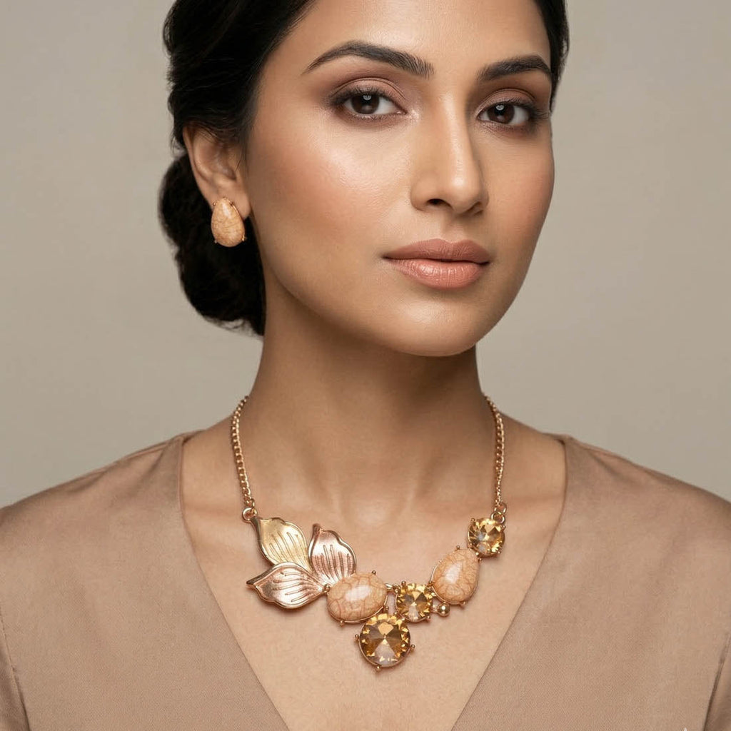 Gold Color Anti Tarnish Necklace Set Classic Elegant Shine