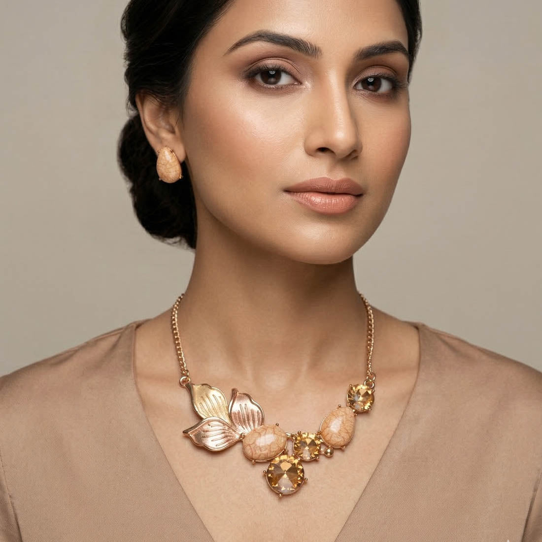 Gold Color Anti Tarnish Necklace Set Classic Elegant Shine