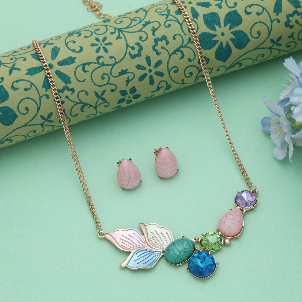 Multi Color Anti Tarnish Necklace Set Festive Ethnic Style