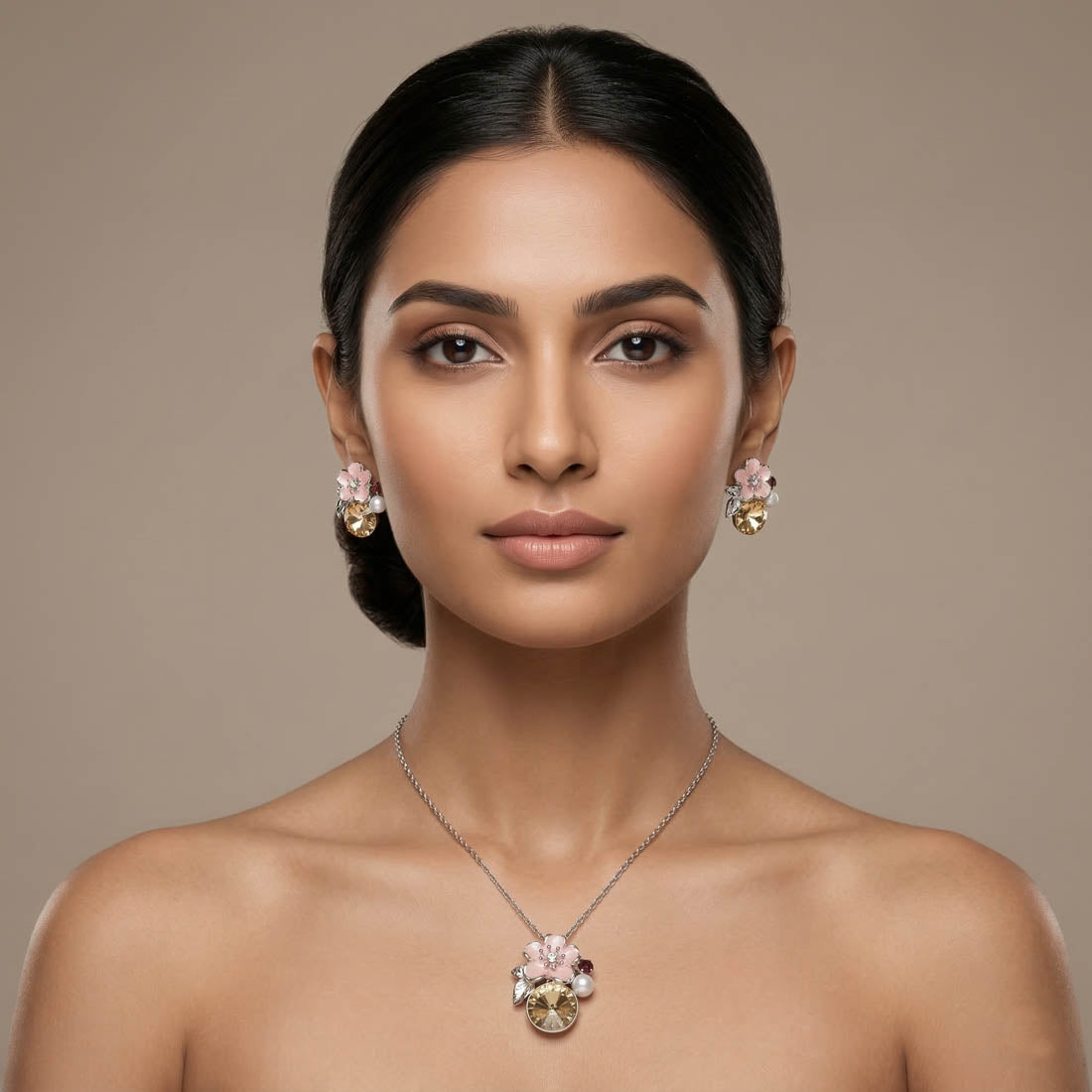 Gold Color Anti Tarnish Necklace Set Premium Jewelry
