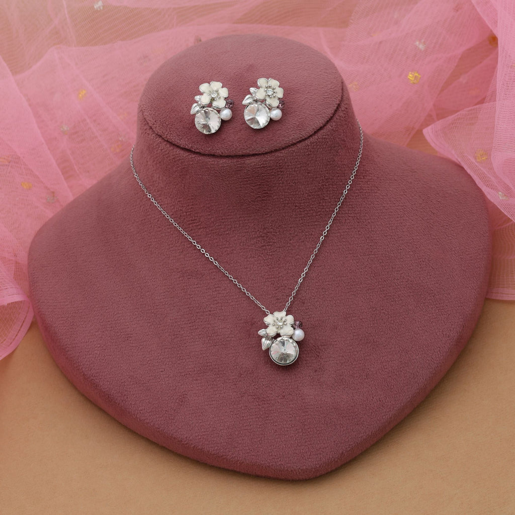 Silver Color Anti Tarnish Necklace Set Minimal Elegant Style