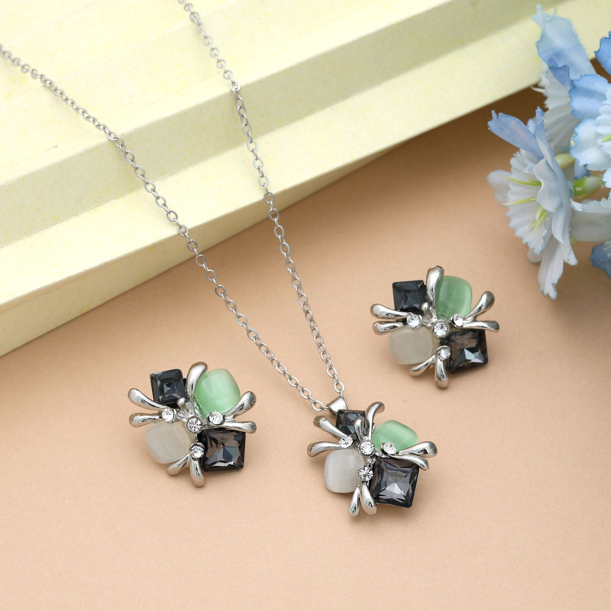 Black Color Anti Tarnish Necklace Set Bold Statement
