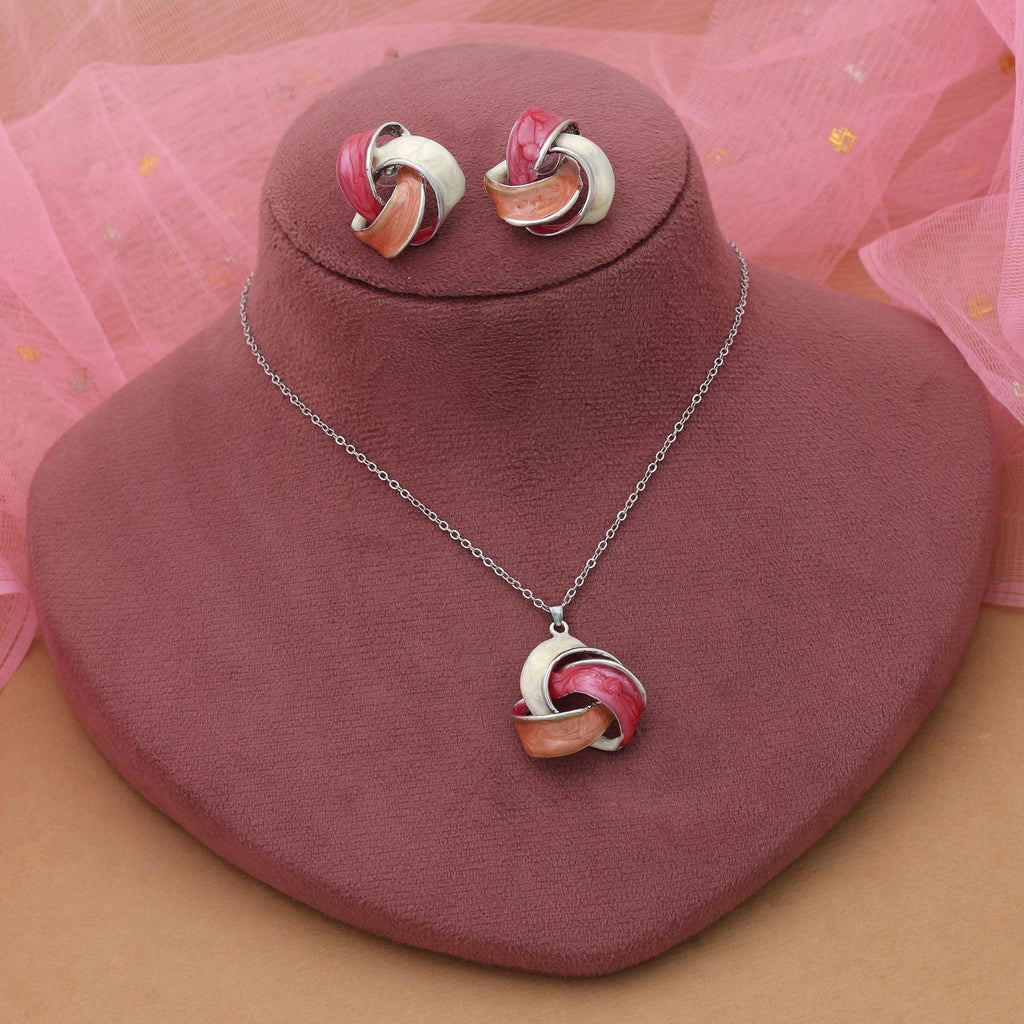 Dark Pink Color Meena Work Anti Tarnish Necklace Set Fashion Style