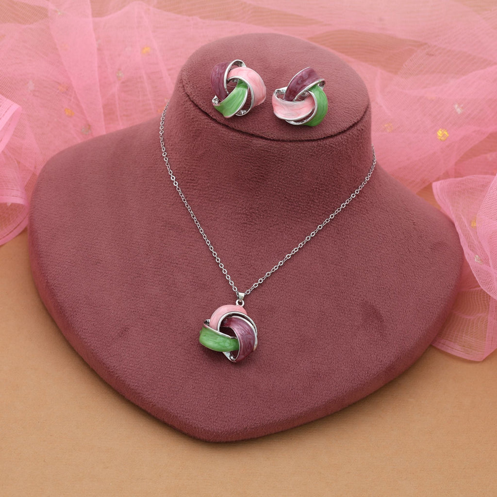 Green Color Meena Work Anti Tarnish Necklace Set Traditional Style