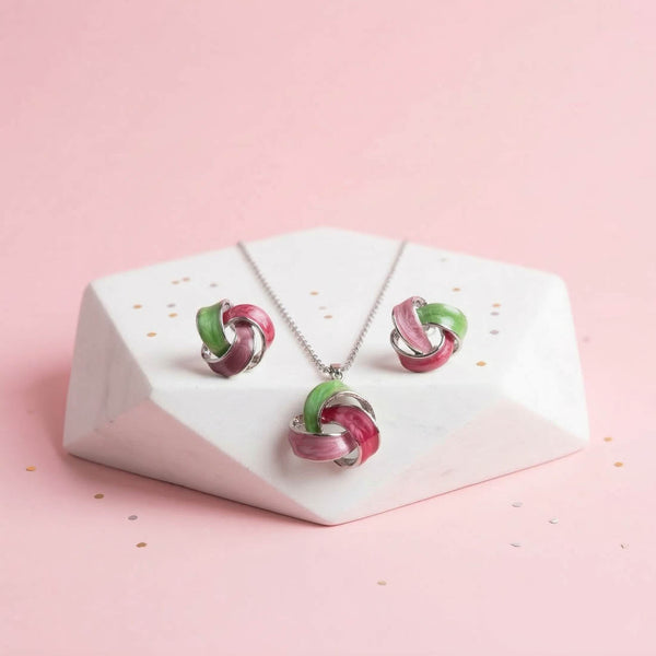 Magenta Color Meena Work Anti Tarnish Necklace Set Festive Style