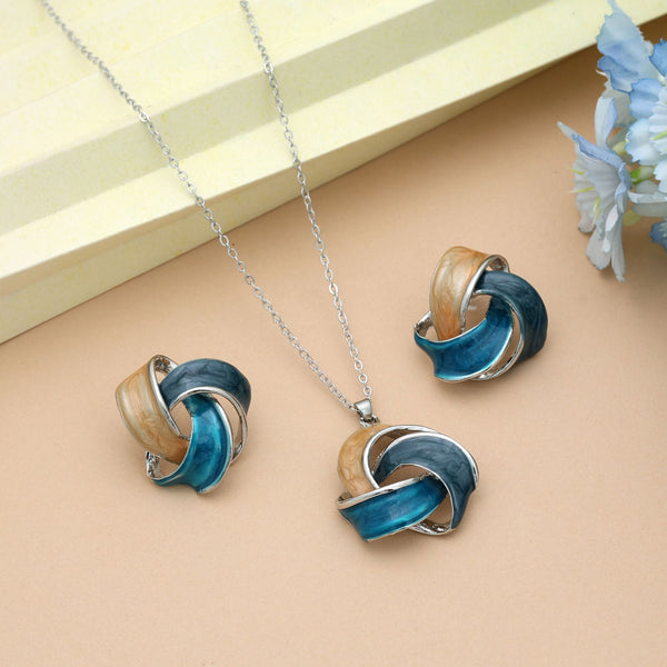 Turquoise Blue Color Meena Work Anti Tarnish Necklace Set Ethnic Look