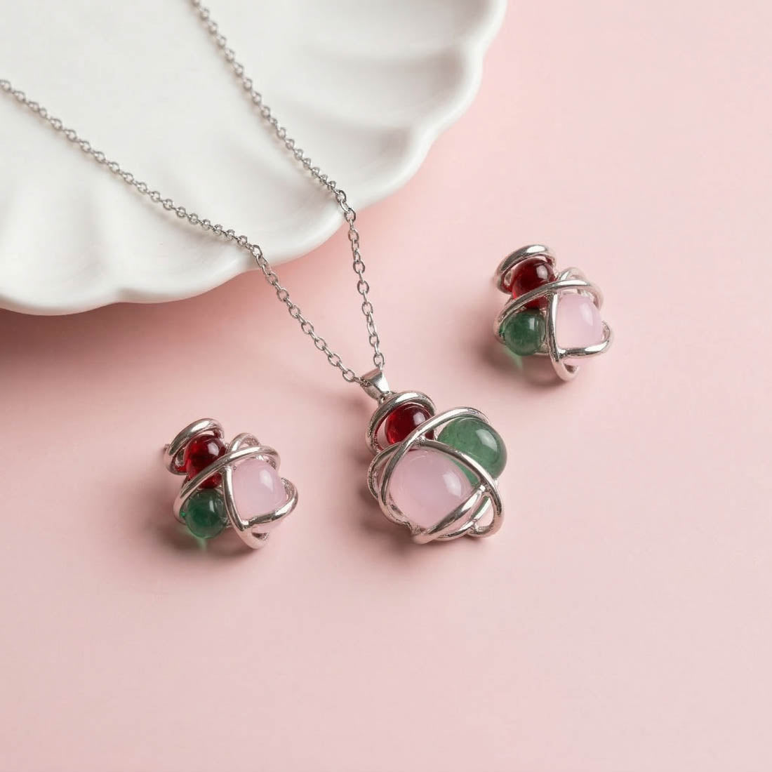 Multi Color Anti Tarnish Necklace Set Ethnic Fashion