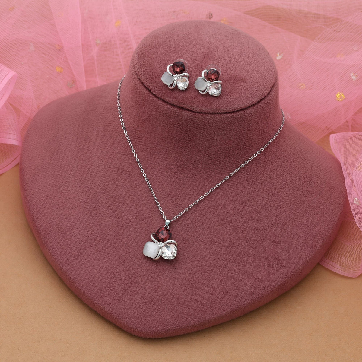 Purple Color Anti Tarnish Necklace Set Contemporary Jewelry
