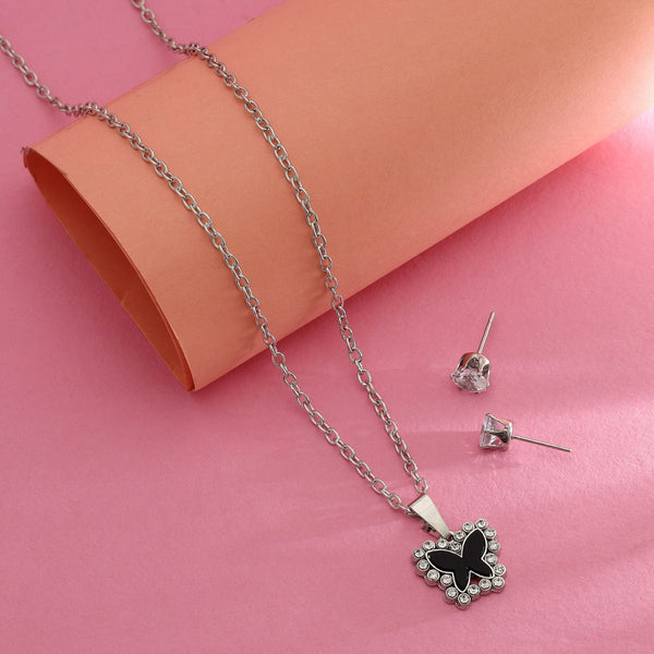 Black Color Anti Tarnish Necklace Set Minimal Daily Wear