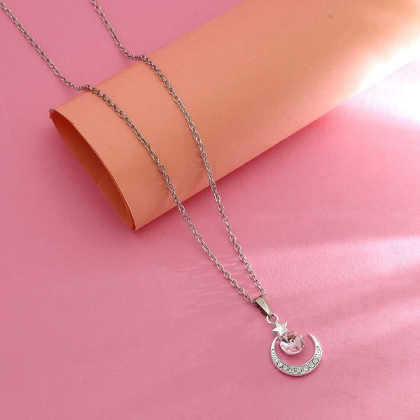 Light Pink Color Anti Tarnish Necklace Elegant Daily Wear