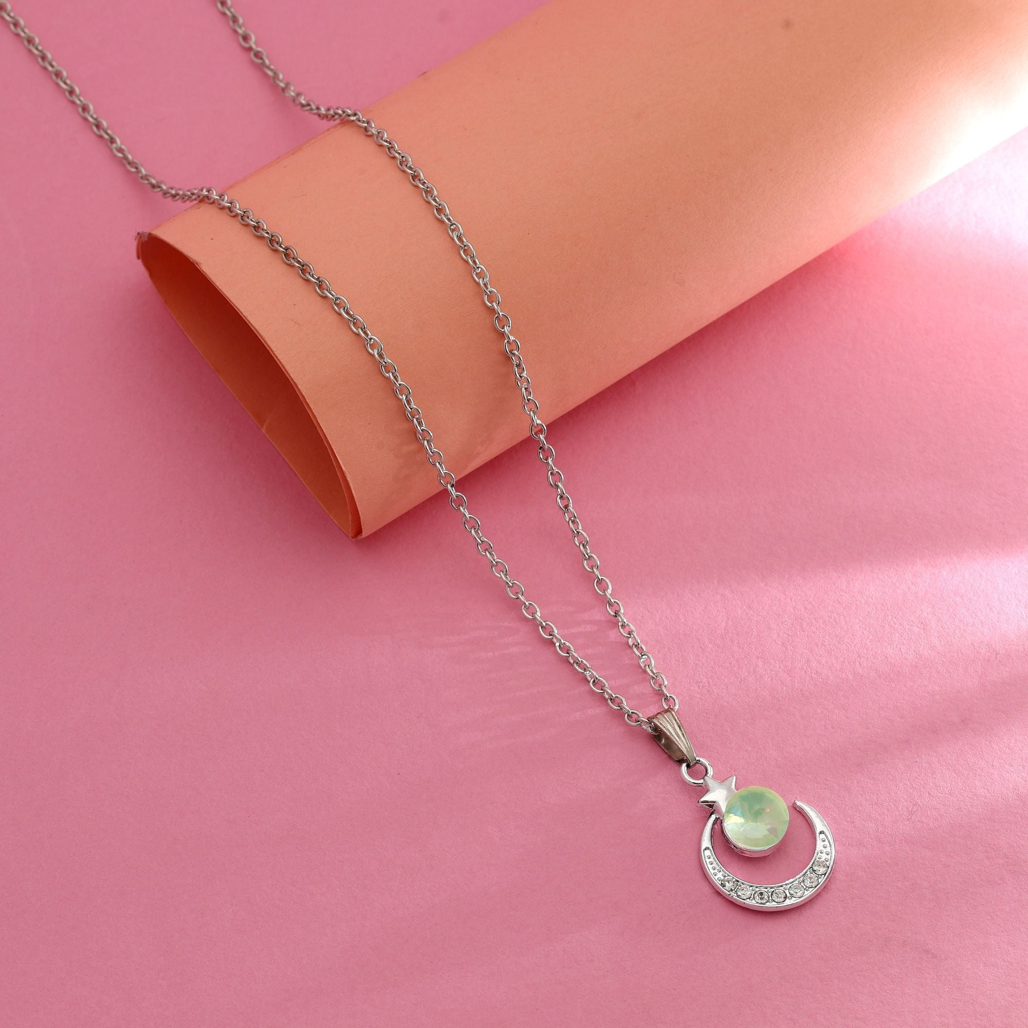 Pista Green Color Anti Tarnish Necklace Trendy Design