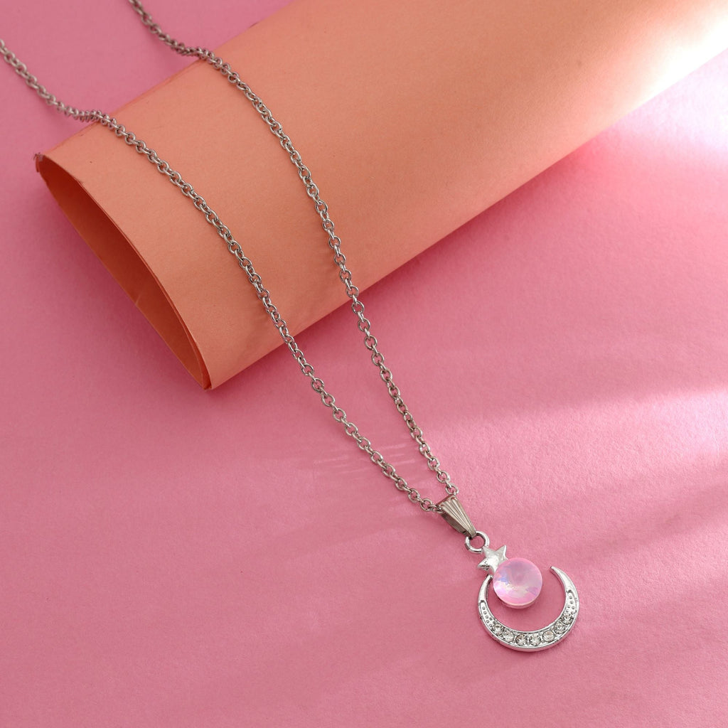 Pink Color Anti Tarnish Necklace Minimal Daily Wear