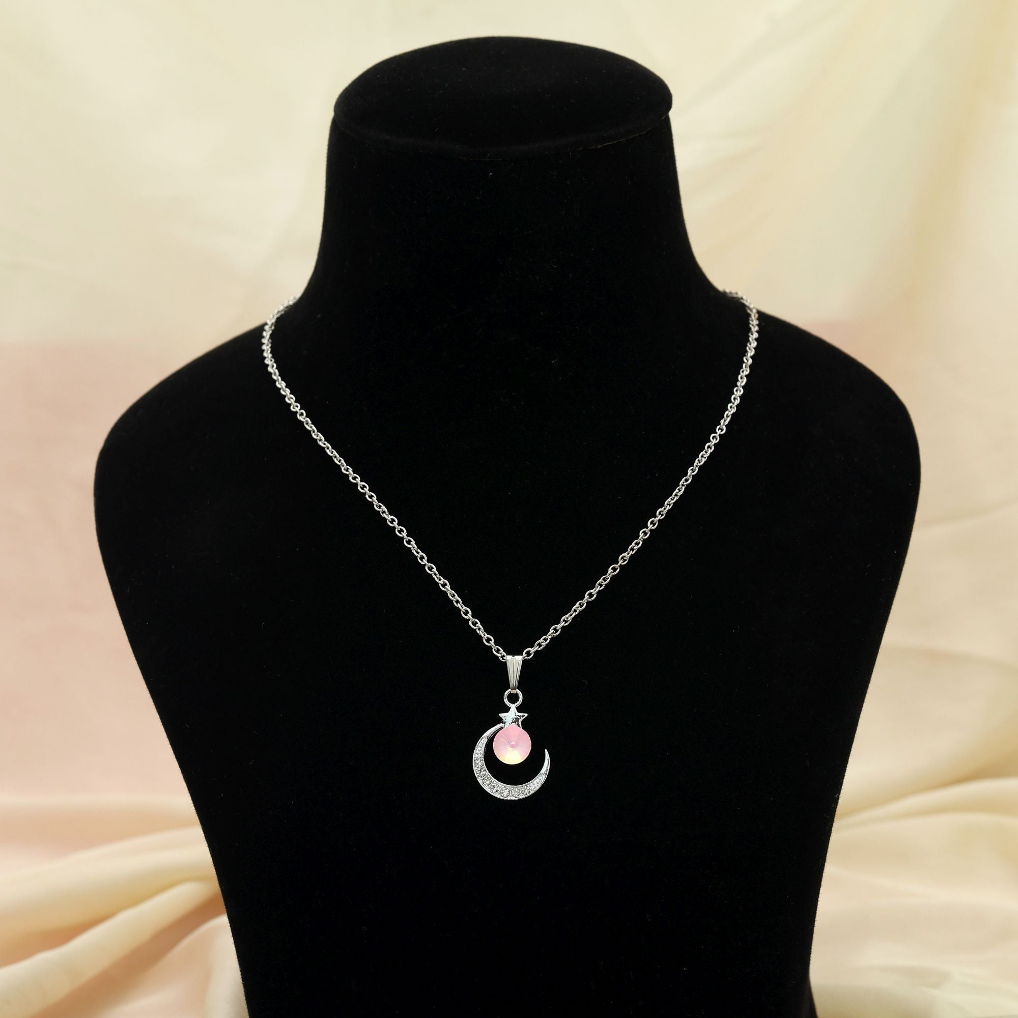 Pink Color Anti Tarnish Necklace Minimal Daily Wear