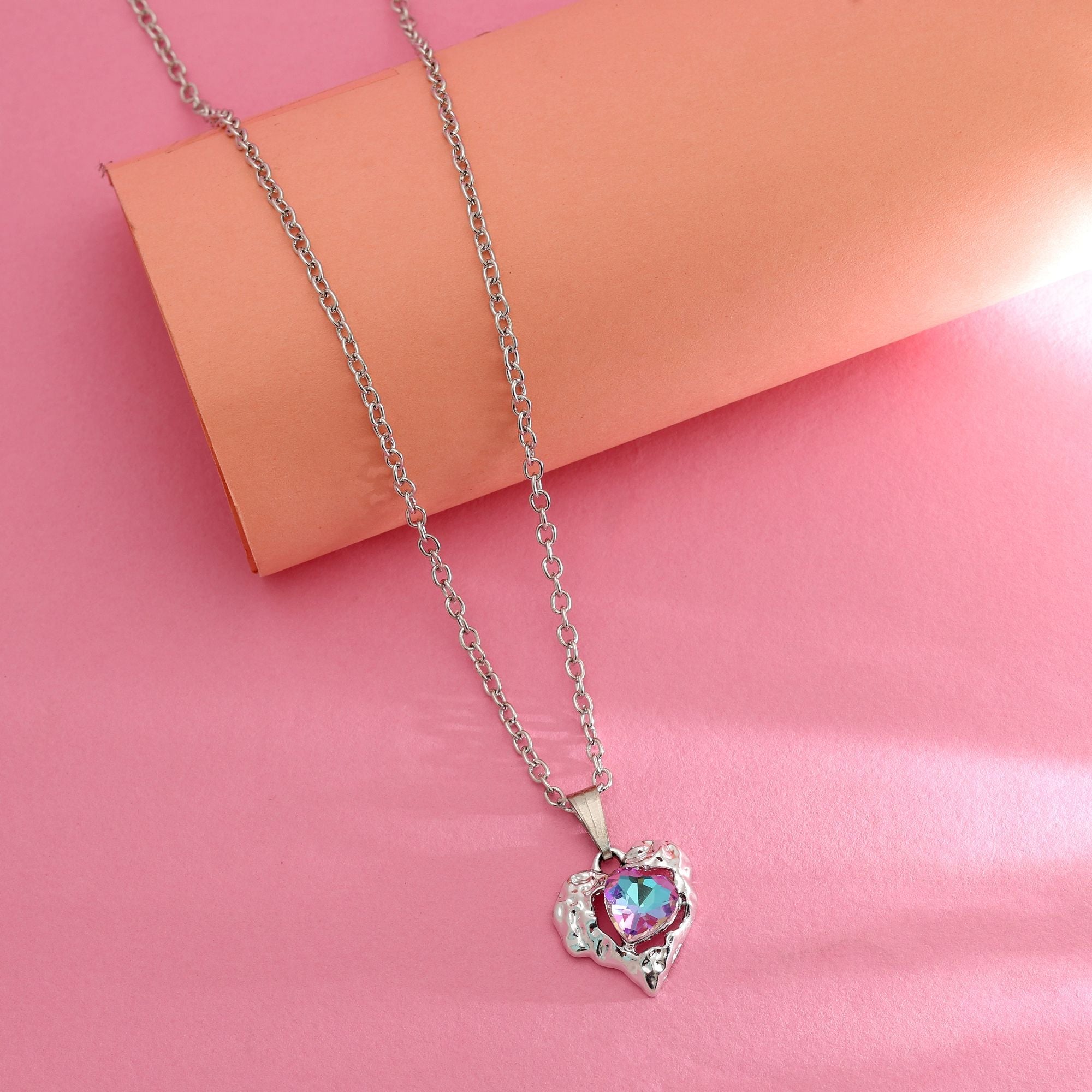 Multi Color Heart Shape Anti Tarnish Necklace Trendy Design