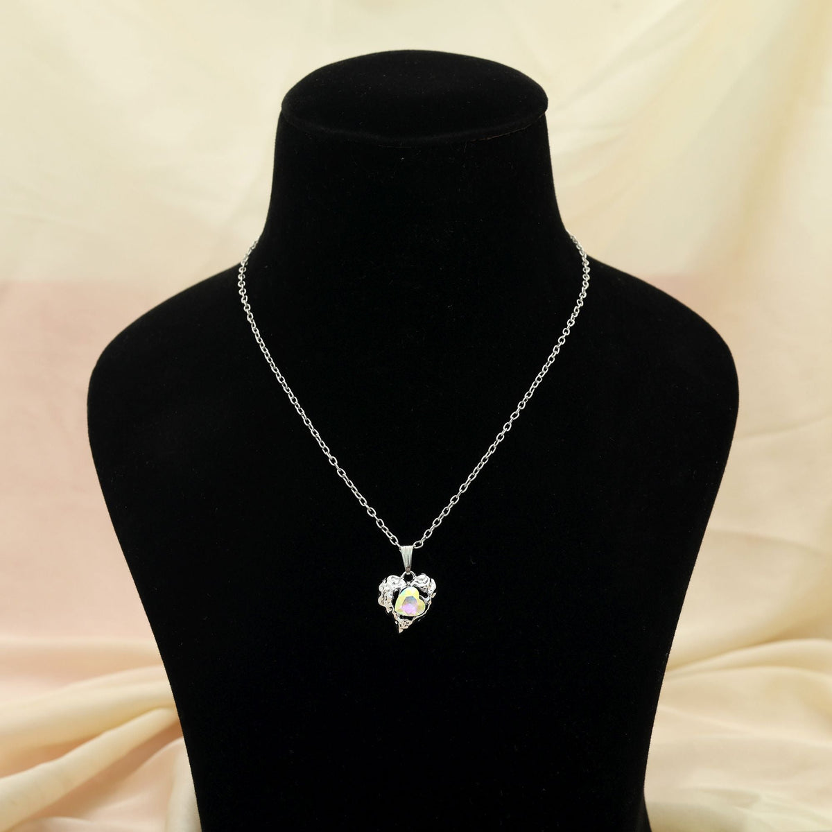 Rainbow Color Heart Shape Anti Tarnish Necklace Stylish Design
