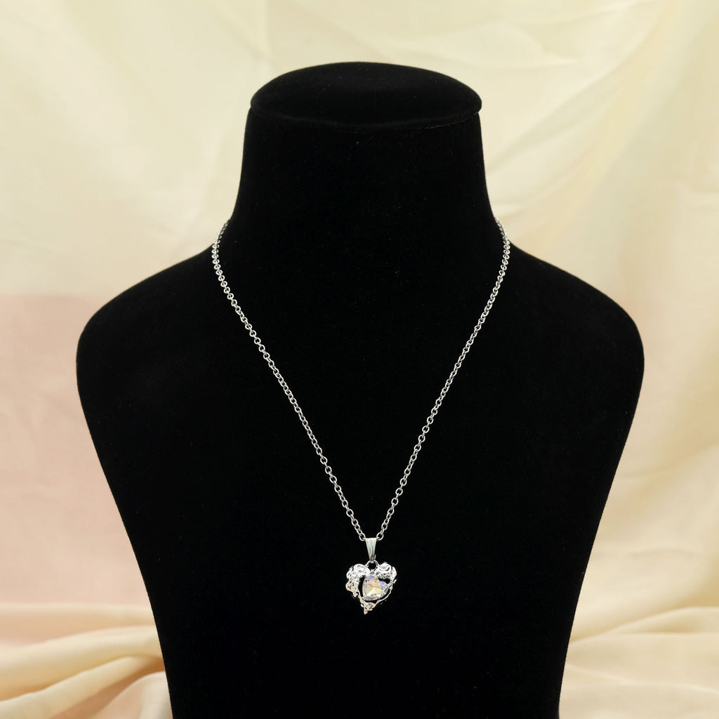 Silver Color Heart Shape Anti Tarnish Necklace Minimal Style