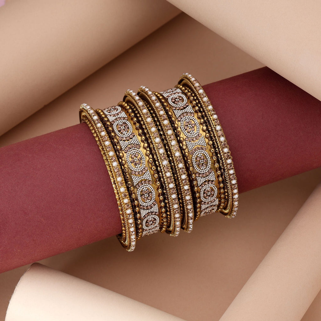 Luxurious Gold Color 6 Set Of Bangles Combo Perfect For Wedding Celebrations
