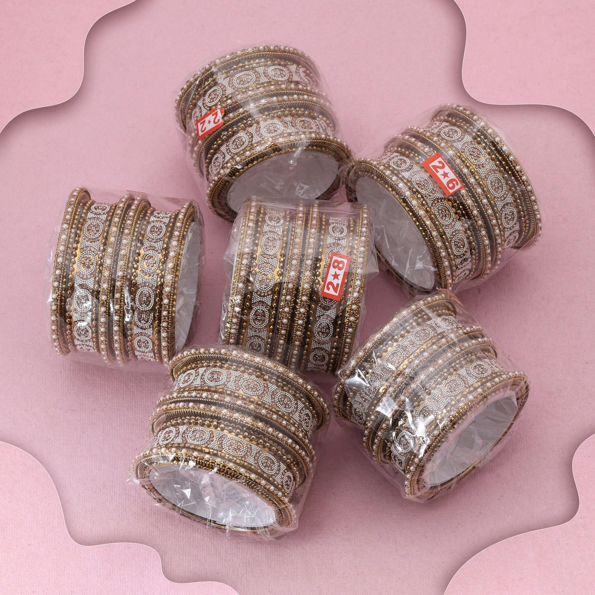 Luxurious Gold Color 6 Set Of Bangles Combo Perfect For Wedding Celebrations
