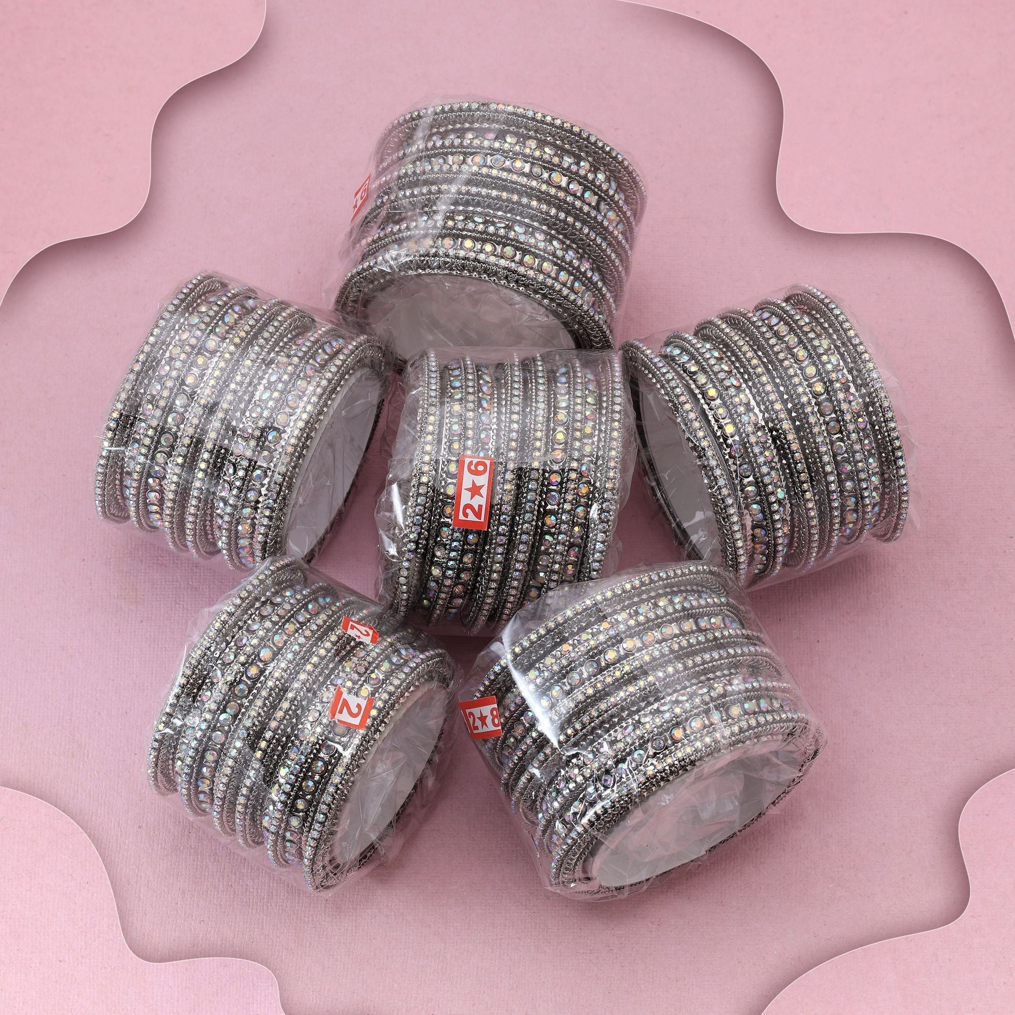 Shimmering Silver Color 6 Set Of Bangles Combo For Party And Festive Style