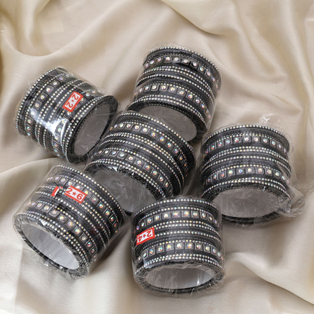 Bold Black Silver Color 6 Set Of Bangles Combo For Contemporary Fashion Style