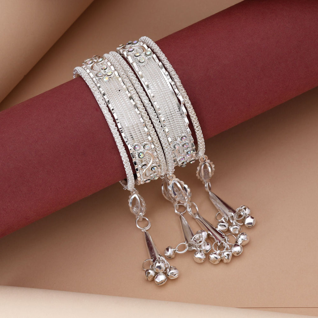 Stylish Silver Color 8 Set Of Bangles Combo Designed For Traditional And Modern Outfits