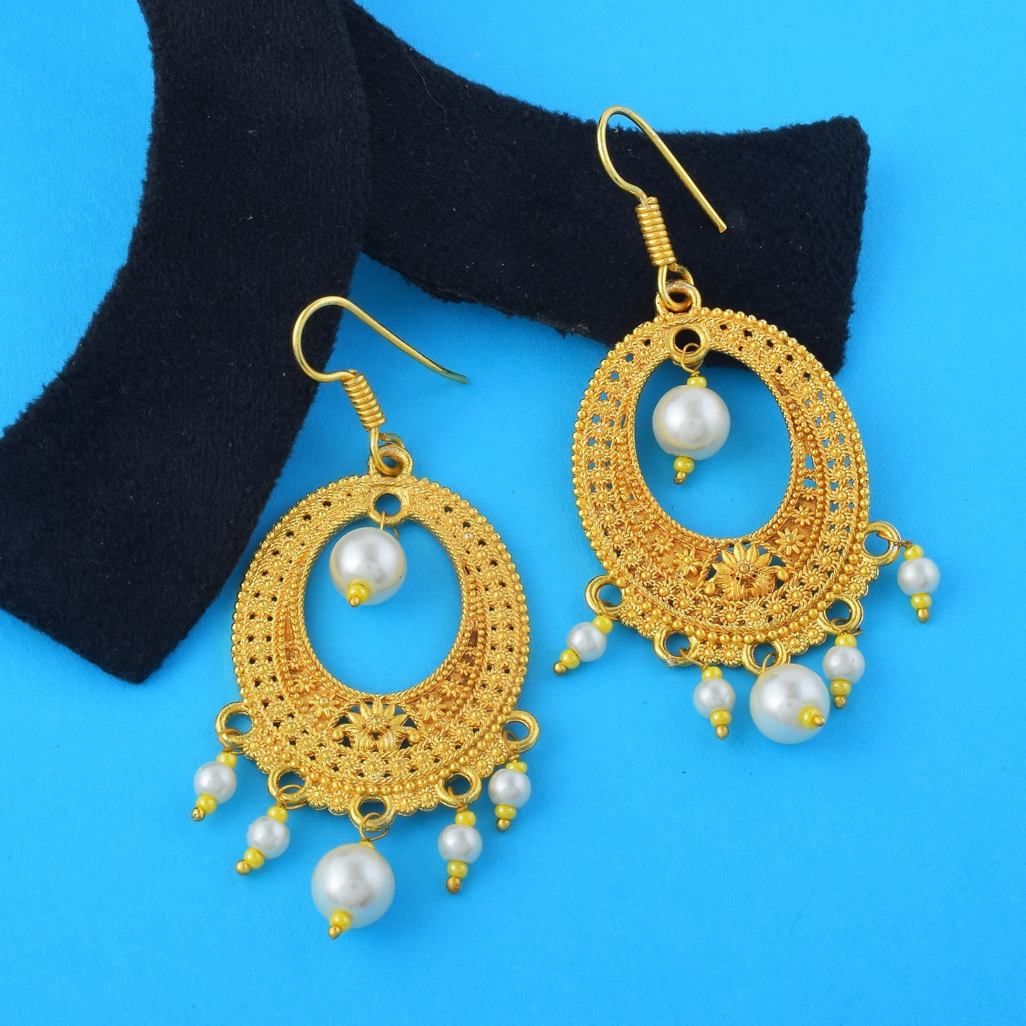 Stylish Gold Color Fashion Earrings Designed For Bridal Wear, Festivals, And Cultural Celebrations