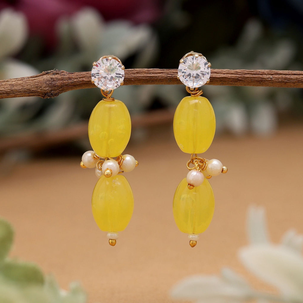 Gorgeous Yellow Color 12 Pair Of Fashion Earrings Crafted For Weddings, Parties, And Cultural Events
