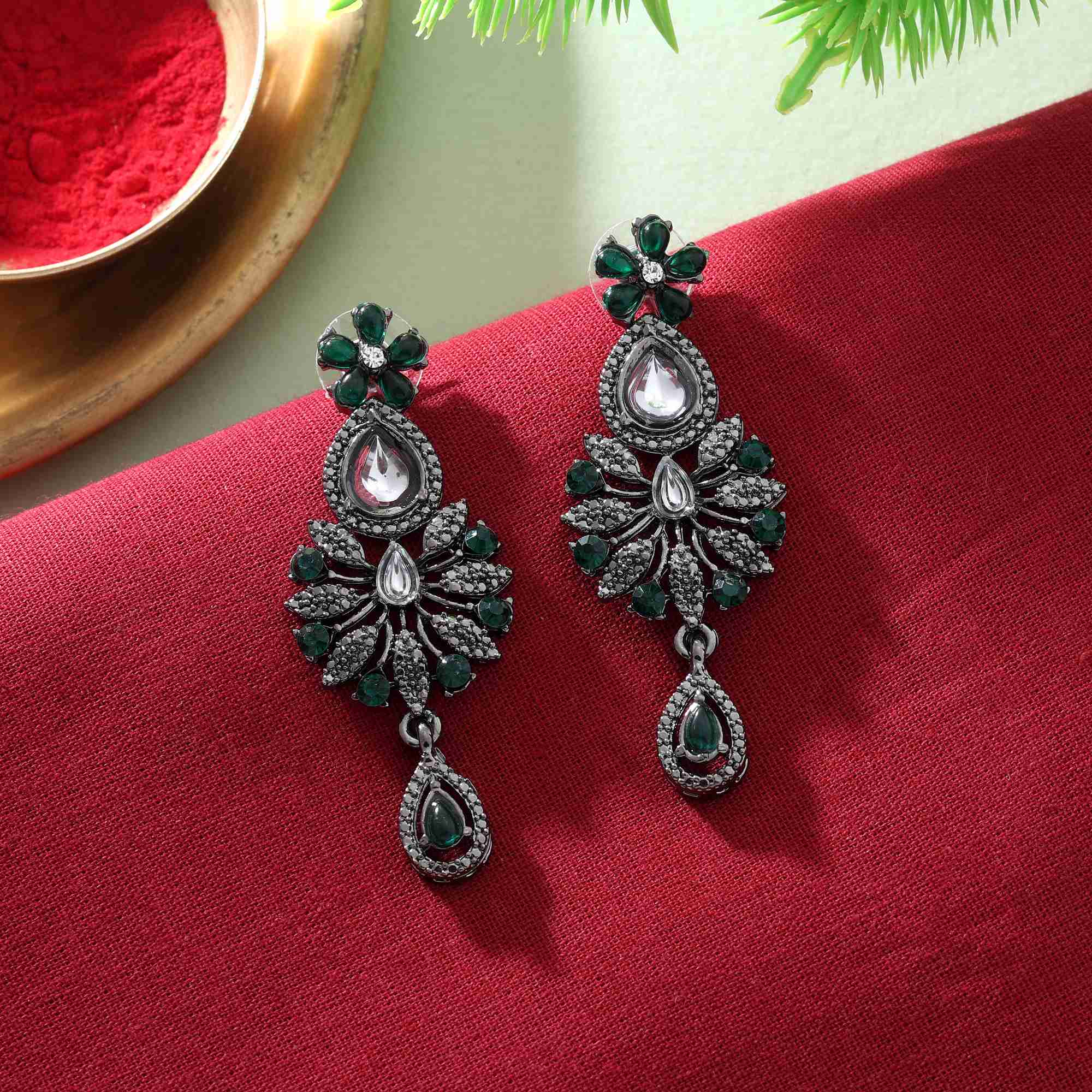 Elegant Assorted Color 12 Pair Of Fashion Earrings Combo For Ethnic Outfits