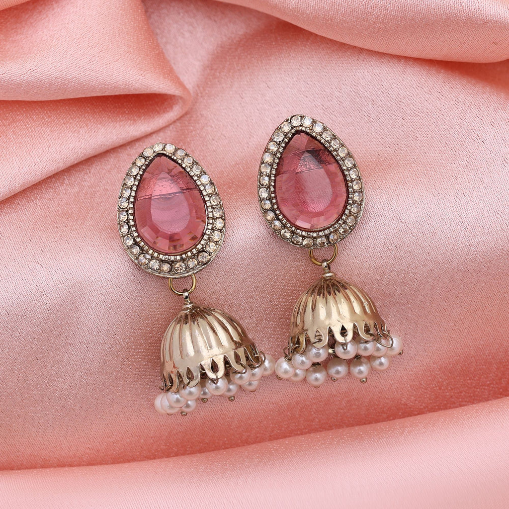 Magenta Color Fashion Earrings With Royal American Diamond Earrings Finish