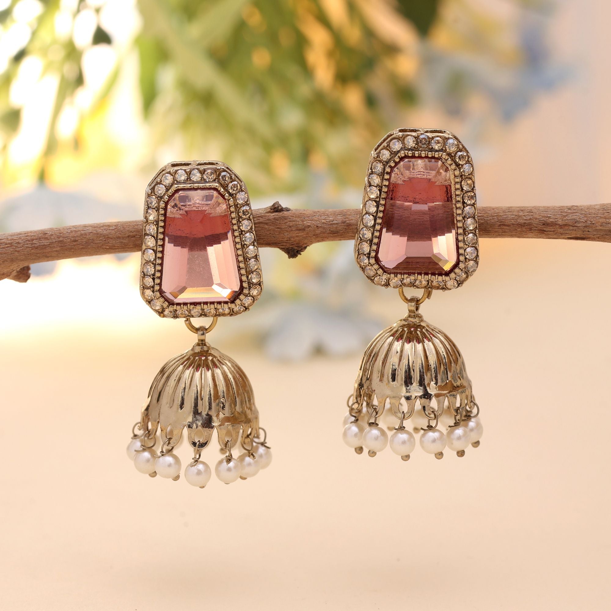 Magenta Color Fashion Earrings With Bold American Diamond Earrings Appeal